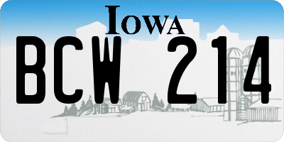 IA license plate BCW214
