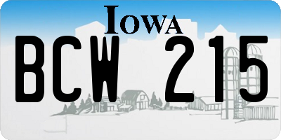 IA license plate BCW215