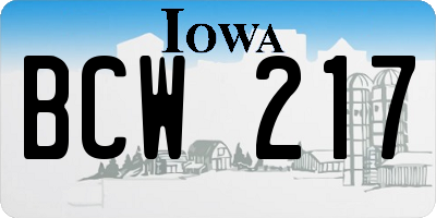 IA license plate BCW217