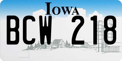 IA license plate BCW218
