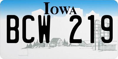 IA license plate BCW219