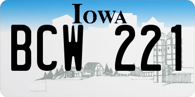 IA license plate BCW221