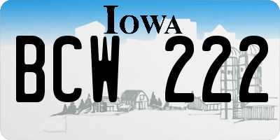 IA license plate BCW222