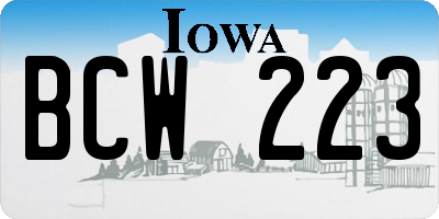 IA license plate BCW223