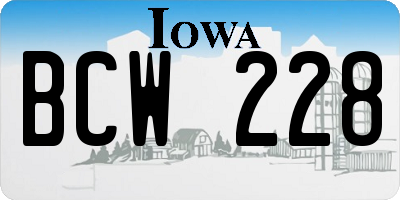 IA license plate BCW228
