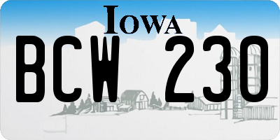 IA license plate BCW230