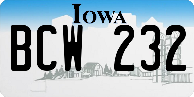 IA license plate BCW232