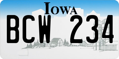 IA license plate BCW234