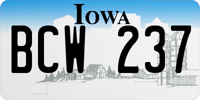 IA license plate BCW237