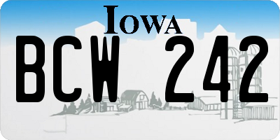 IA license plate BCW242