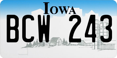 IA license plate BCW243