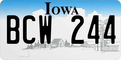 IA license plate BCW244