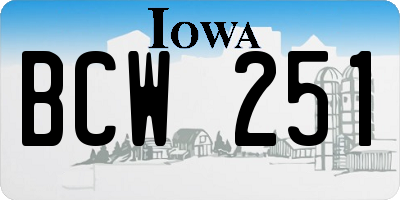 IA license plate BCW251