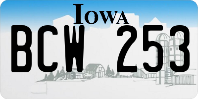 IA license plate BCW253
