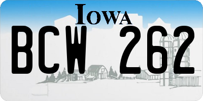 IA license plate BCW262