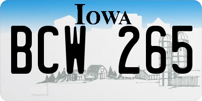 IA license plate BCW265