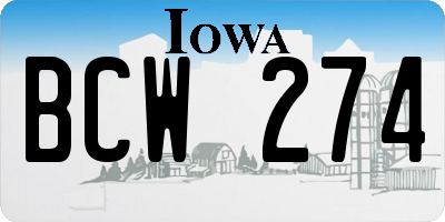IA license plate BCW274
