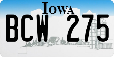 IA license plate BCW275