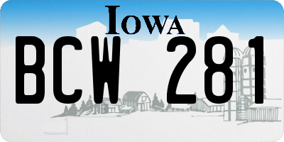 IA license plate BCW281