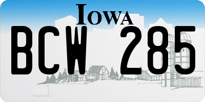 IA license plate BCW285