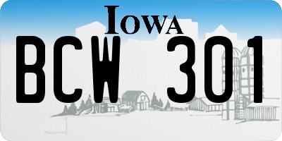 IA license plate BCW301