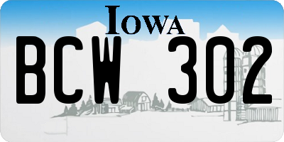 IA license plate BCW302