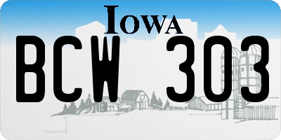 IA license plate BCW303