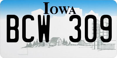 IA license plate BCW309