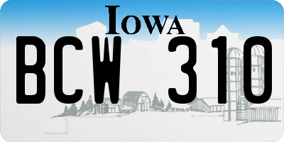 IA license plate BCW310
