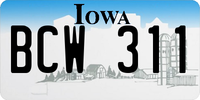 IA license plate BCW311