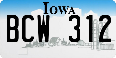 IA license plate BCW312
