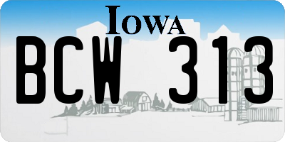IA license plate BCW313