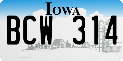 IA license plate BCW314