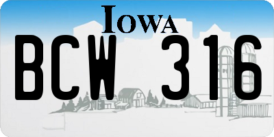 IA license plate BCW316