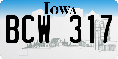 IA license plate BCW317