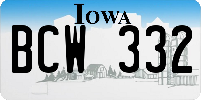 IA license plate BCW332