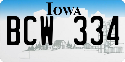 IA license plate BCW334