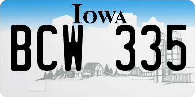 IA license plate BCW335