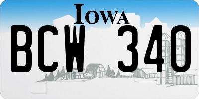 IA license plate BCW340