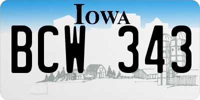 IA license plate BCW343