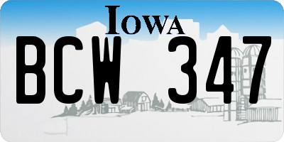 IA license plate BCW347