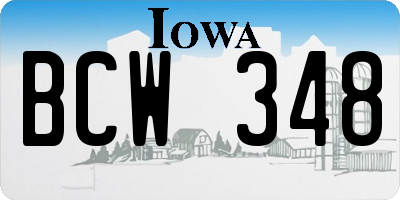 IA license plate BCW348
