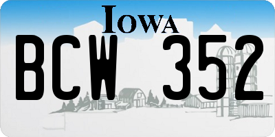 IA license plate BCW352