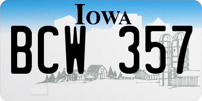 IA license plate BCW357