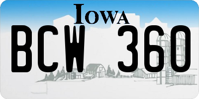 IA license plate BCW360