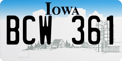 IA license plate BCW361