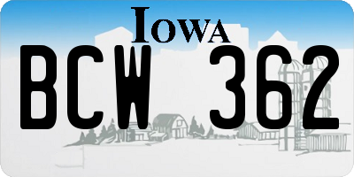 IA license plate BCW362