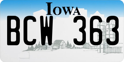 IA license plate BCW363