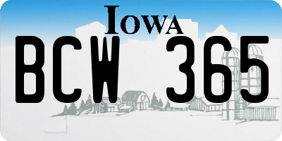 IA license plate BCW365