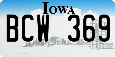 IA license plate BCW369